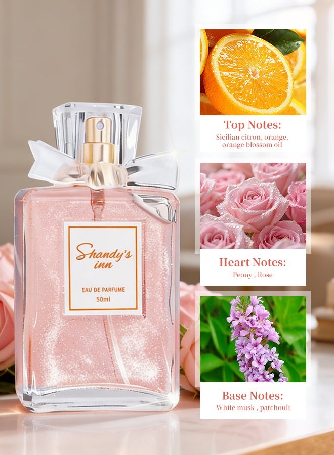 عطر زهري حمضي 50 مل للنساء، عطر طويل الأمد برائحة الحمضيات الصقلية والفاوانيا والورد والمسك الأبيض والباتشولي، هدية رومانسية لها - Image 4